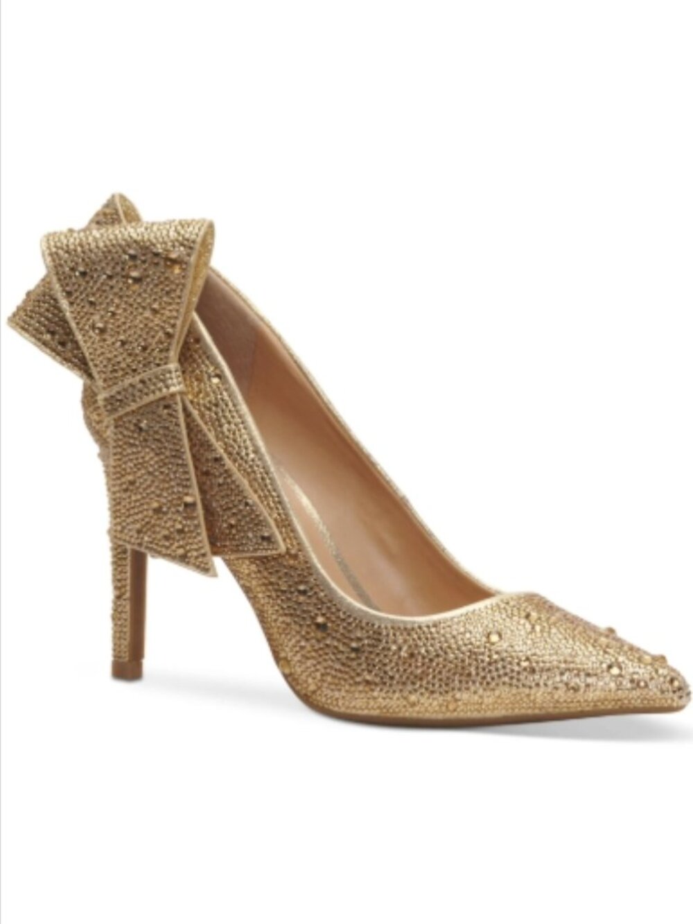 INC Gold Bow Detail Embellished Pointed Toe Stiletto Pumps — Size 9.5, NWT - Picture 2 of 5